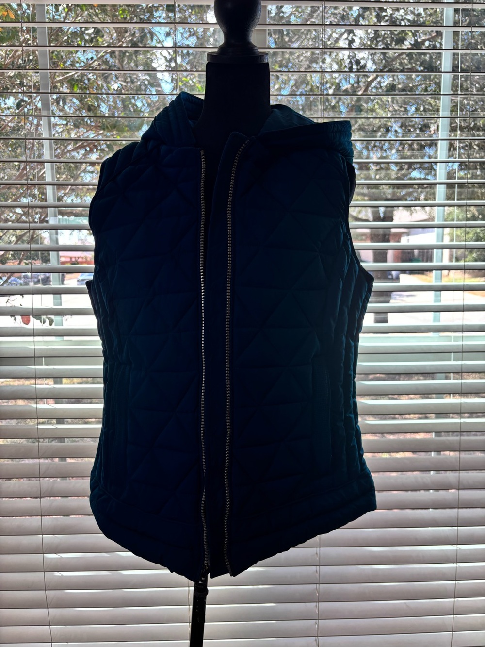 Marc New York Quilted Hooded Vest in Teal Blue